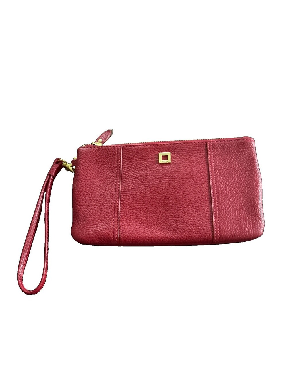LODIS Red Pebble Leather Top Zip Wristlet Wallet 8" x 5" NWOT